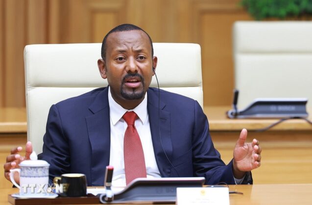 Thủ tướng Ethiopia Abiy Ahmed Ali ph&aacute;t biểu tại cuộc hội đ&agrave;m.