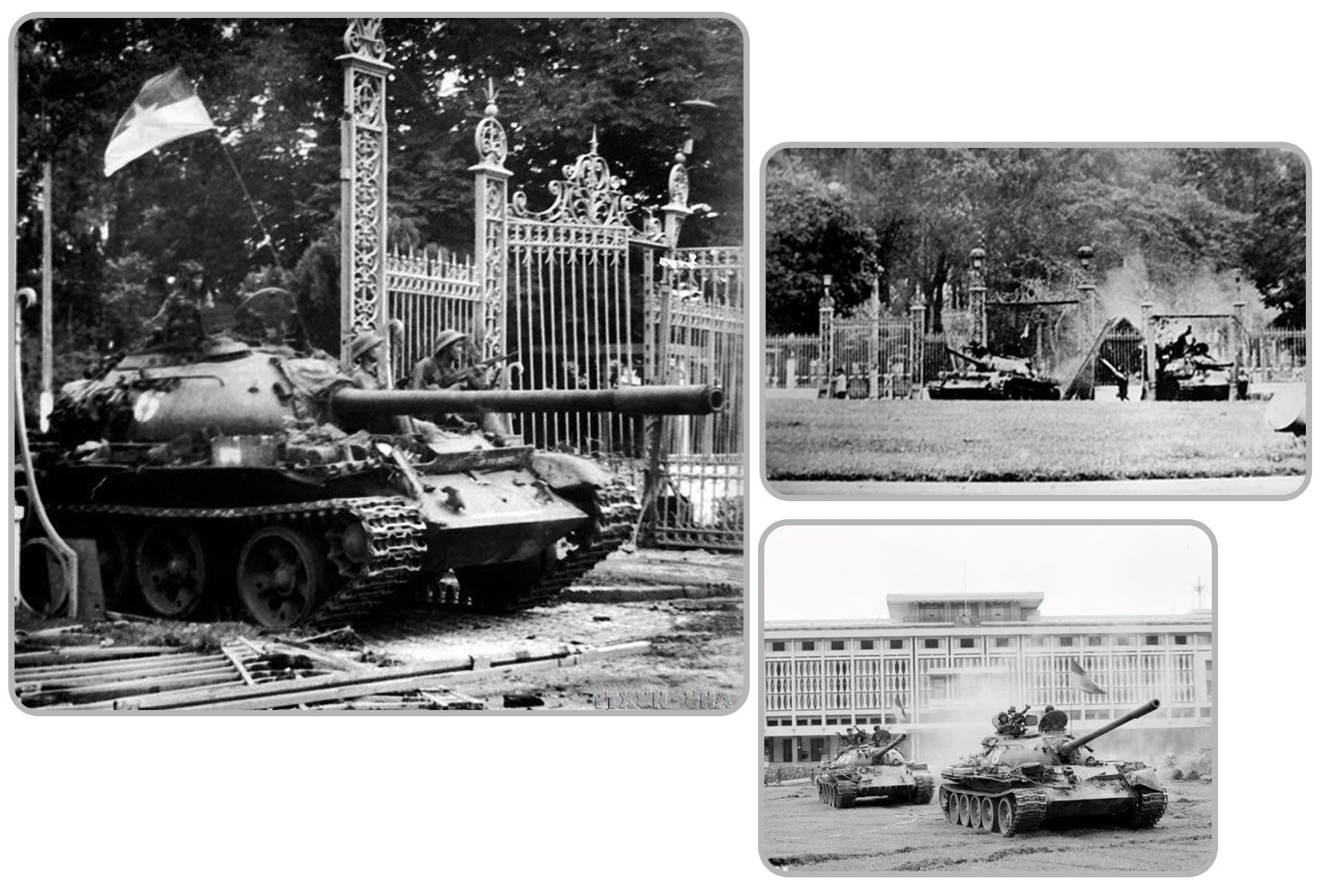 e tăng Quân giải phóng tiến vào Dinh Độc Lập, trưa 30.4.1975. Cách mạng Việt Nam đã hoàn thành thắng lợi mục tiêu giải phóng miền Nam, thống nhất đất nước. 