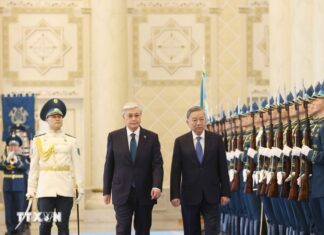 Toàn cảnh lễ đón chính thức Tổng Bí thư Tô Lâm thăm cấp Nhà nước tới Kazakhstan