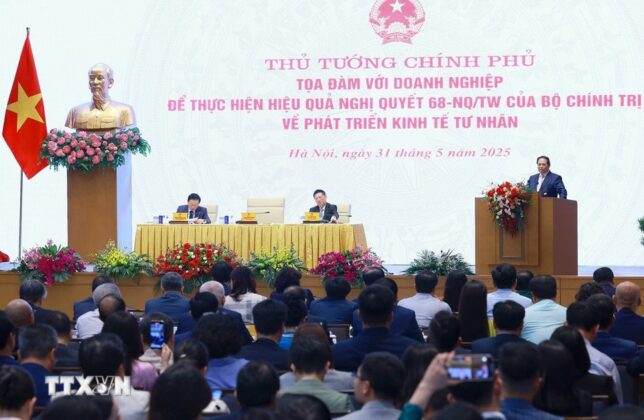 Thủ tướng Phạm Minh Ch&iacute;nh ph&aacute;t biểu tại cuộc tọa đ&agrave;m với doanh nghiệp về ph&aacute;t triển kinh tế tư nh&acirc;n.
