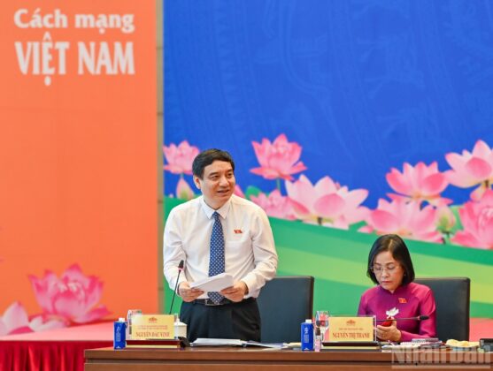 Chủ nhiệm Ủy ban Văn h&oacute;a-X&atilde; hội Nguyễn Đắc Vinh điều h&agrave;nh nội dung thảo luận.