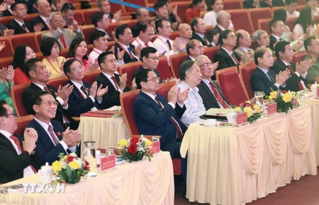 Thủ tướng Phạm Minh Ch&iacute;nh v&agrave; c&aacute;c đại biểu dự Đại hội đại biểu Đảng bộ Bộ Ngoại giao lần thứ I, nhiệm kỳ 2025-2030.