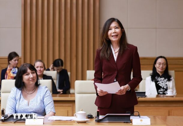 B&agrave; Pauline Tamesis, Trưởng Đại diện thường tr&uacute; của Li&ecirc;n Hợp Quốc tại Việt Nam ph&aacute;t biểu.