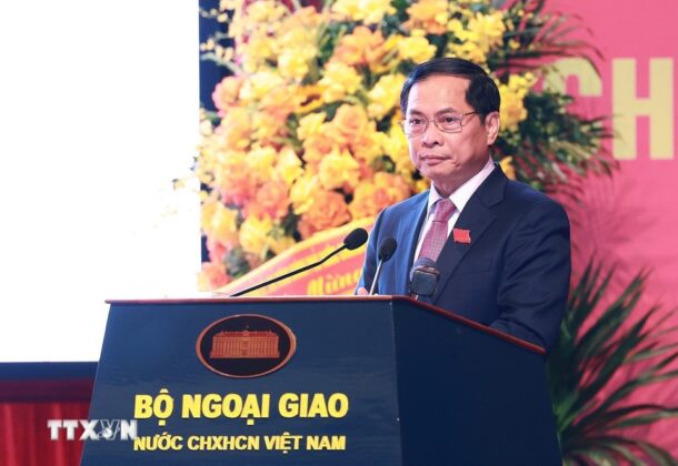 &Ocirc;ng B&ugrave;i Thanh Sơn, Ủy vi&ecirc;n Trung ương Đảng, Ph&oacute; Thủ tướng Ch&iacute;nh phủ, B&iacute; thư Đảng ủy, Bộ trưởng Ngoại giao ph&aacute;t biểu khai mạc.