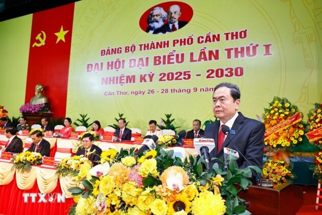 Chủ tịch Quốc hội Trần Thanh Mẫn ph&aacute;t biểu chỉ đạo Đại hội.