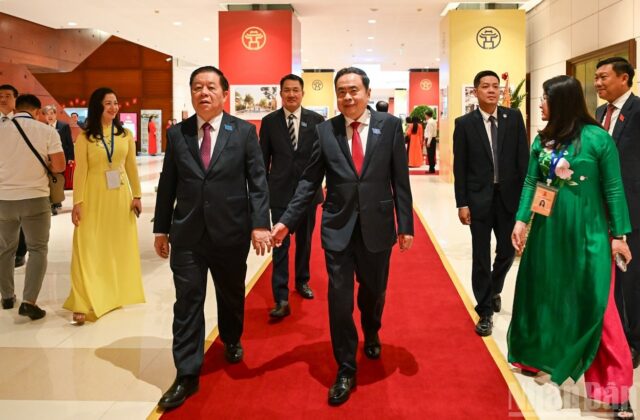 Chủ tịch Quốc hội Trần Thanh Mẫn dự Đại hội Đảng bộ th&agrave;nh phố H&agrave; Nội lần thứ 18. (Ảnh: DUY LINH)