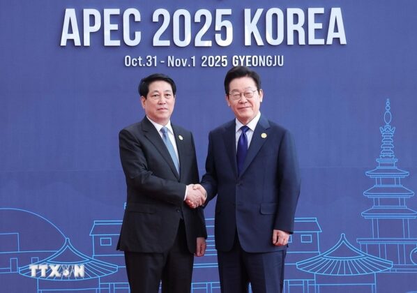 Tổng thống H&agrave;n Quốc Lee Jae Myung đ&oacute;n Chủ tịch nước Lương Cường.