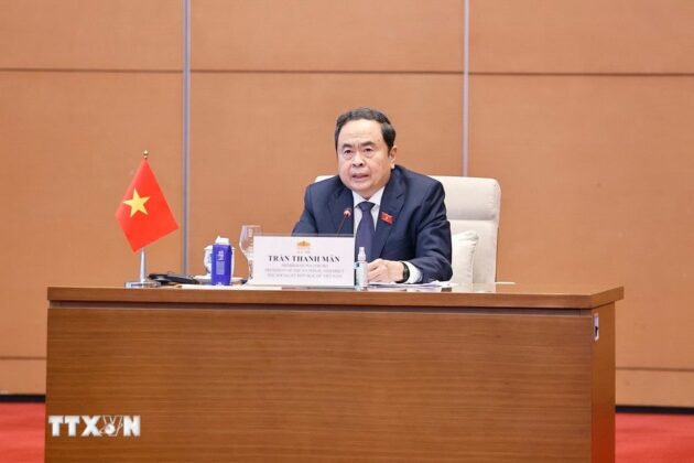 Chủ tịch Quốc hội Trần Thanh Mẫn ph&aacute;t biểu.