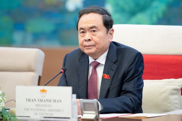 Chủ tịch Quốc hội Trần Thanh Mẫn ph&aacute;t biểu tại hội đ&agrave;m