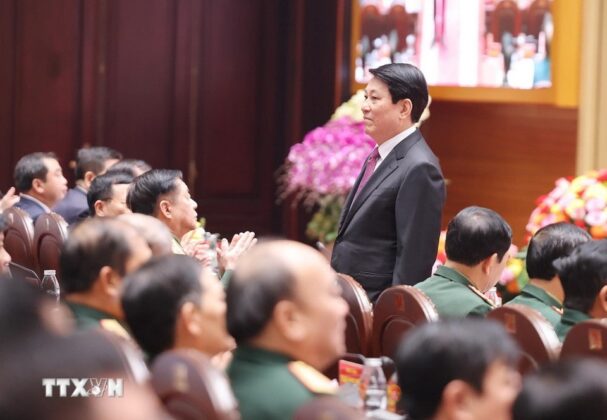 Chủ tịch nước Lương Cường dự hội nghị. (Ảnh: L&acirc;m Kh&aacute;nh/TTXVN)