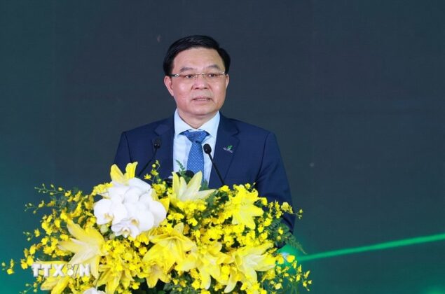 Chủ tịch Tập đo&agrave;n C&ocirc;ng nghiệp-Năng lượng Quốc gia Việt Nam L&ecirc; Mạnh H&ugrave;ng ph&aacute;t biểu.