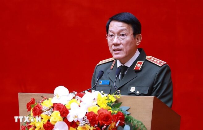 Đại tướng Lương Tam Quang, Bộ trưởng Bộ C&ocirc;ng an ph&aacute;t biểu.