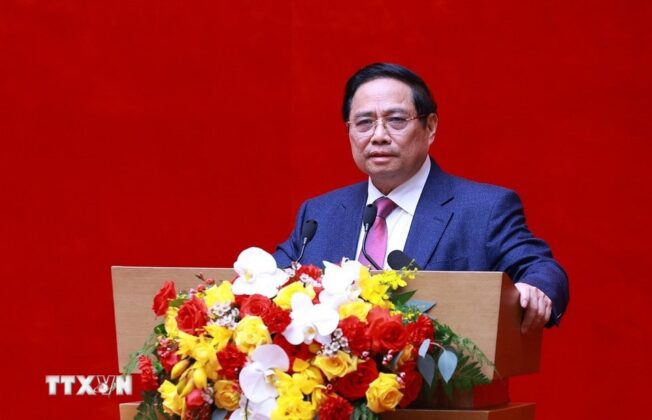 Thủ tướng Phạm Minh Ch&iacute;nh ph&aacute;t biểu kết luận Hội nghị đảm bảo an ninh, trật tự phục vụ ph&aacute;t triển kinh tế-x&atilde; hội V&ugrave;ng đồng bằng s&ocirc;ng Cửu Long.