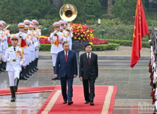 Tổng Bí thư Tô Lâm chủ trì Lễ đón Tổng Bí thư, Chủ tịch nước Lào Thongloun Sisoulith