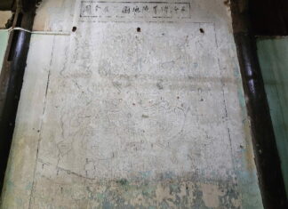 Lộ bức họa nghi bản đồ cổ sau lớp sơn tại di tích Khâm Thiên Giám Lộ bức họa nghi bản đồ cổ sau lớp sơn tại di tích Khâm Thiên Giám