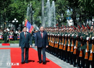 Lễ đón Tổng Bí thư Tô Lâm thăm cấp Nhà nước tới CHDCND Lào