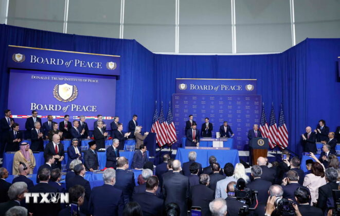 Phi&ecirc;n khai mạc Hội đồng H&ograve;a b&igrave;nh về Gaza tại Thủ đ&ocirc; Washington D.C., Hoa Kỳ.
