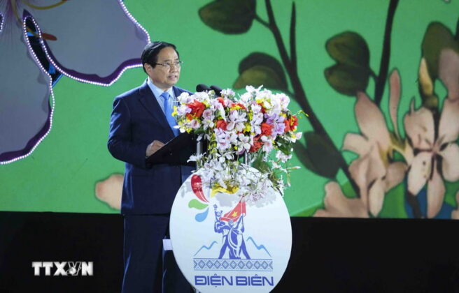 Thủ tướng Phạm Minh Ch&iacute;nh ph&aacute;t biểu tại Lễ khai mạc.